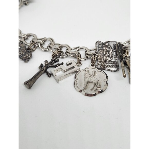 Sterling Silver 15 Charm Bracelet Disney Bambi Tinkerbell California San Fran - Picture 5 of 10